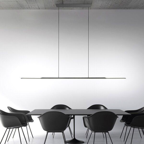 PURE Lampă suspendată Surface LED, gri, 160 cm, aluminiu 3.000 K, reglabil, Gri, Camera de zi / sufragerie, Aluminiu, Modern