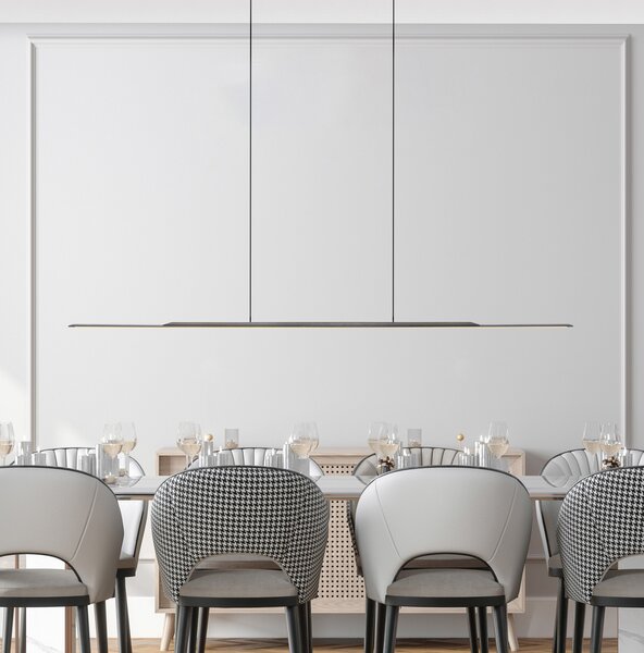 PURE Lampă suspendată Surface LED, gri, 160 cm, aluminiu 3.000 K, reglabil, Gri, Camera de zi / sufragerie, Aluminiu, Modern