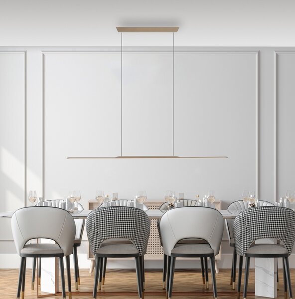 PURE LED lampă suspendată Suprafață, bronz 125 cm aluminiu 3.000 K, reglabil, Bronz / Alamă Veche, Camera de zi / sufragerie, Aluminiu, Modern