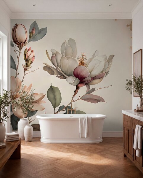 Tapet Ilustrație Magnolia, Fototapet Flori, u93020 : Uwalls.ro