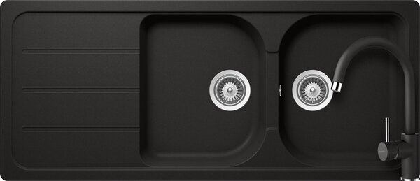 Set chiuveta bucatarie Schock Formhaus D-200 1160 x 500 mm si baterie bucatarie Schock Plutos Cristalite Nero, negru