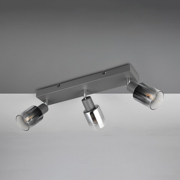 Reality Leuchten Spot de plafon Cadiz, 3 lumini, E14, antracit, reglabil, Negru, Hol, Metal