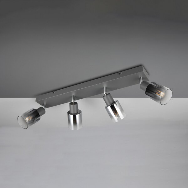 Reality Leuchten Spot de plafon Cadiz, 4 lumini, E14, antracit, reglabil, Negru, Hol, Metal