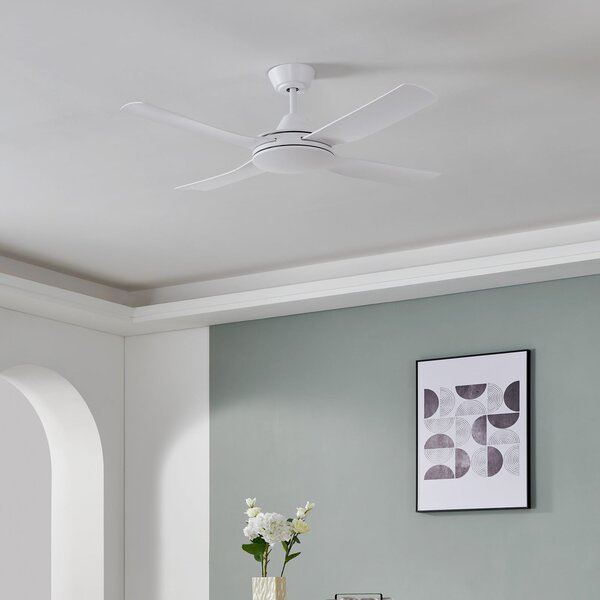 EGLO Ventilator de plafon Bondi 1, alb mat, telecomandă, Alb, Camera de zi / sufragerie, Plastic