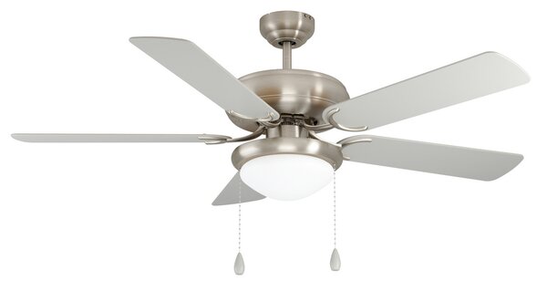 EGLO Ventilator de plafon Ballina, E27, nichel mat, întrerupător cu cablu, Metalic, Camera de zi / sufragerie, Lemn