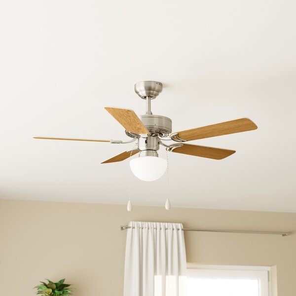 EGLO Ventilator de tavan Cadiz, E27, comutator cu cablu, nichel mat, Metalic, Camera de zi / sufragerie, Lemn