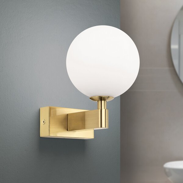 ORION Aplică Mara, culoare alamă, sticlă, 17,5 cm înălțime, G9, IP44, reglabil, Auriu / Alamă, Camera de zi / sufragerie, Sticlă, Modern