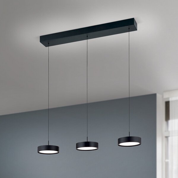 ORION Teide LED lampă suspendată, negru, metal, reglabilă pe înălțime, reglabil, Negru, Camera de zi / sufragerie, Metal, Modern