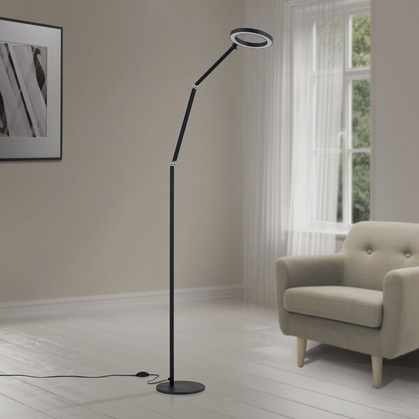 ORION LED lampă de podea Ringo, negru, metal, reglabil, dimmable, reglabil, Negru, Camera de zi / sufragerie, Metal, Modern