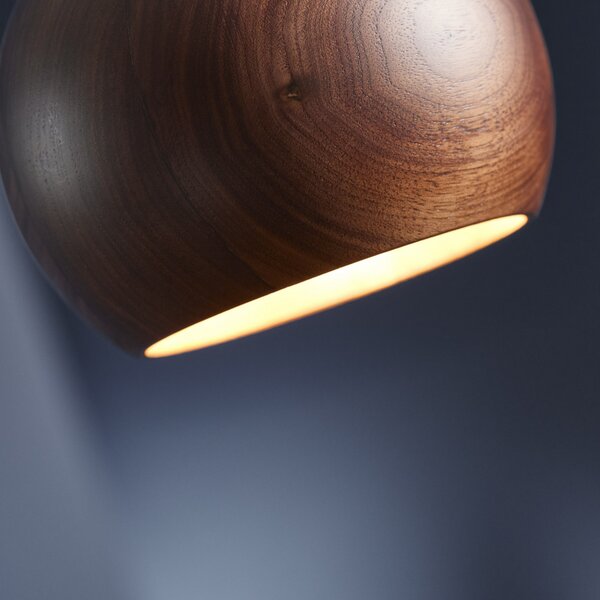 FRANDSEN Lampă suspendată Ball, nuc, Ø 12 cm, lemn, reglabil, Lemn, Camera de zi / sufragerie, Lemn, Design