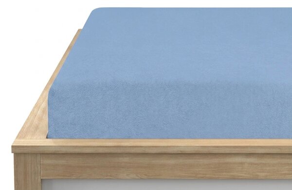 Cearsaf elastic din fleece MOLTON albastru deschis 90 x 200 cm