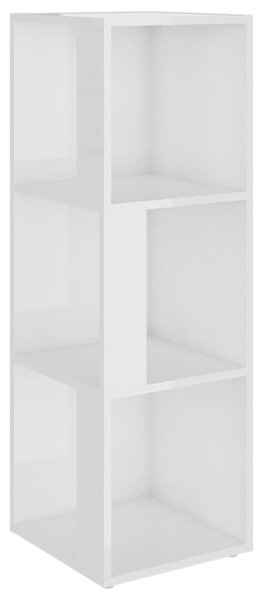 Dulap de colț, alb extralucios, 33x33x100 cm, PAL