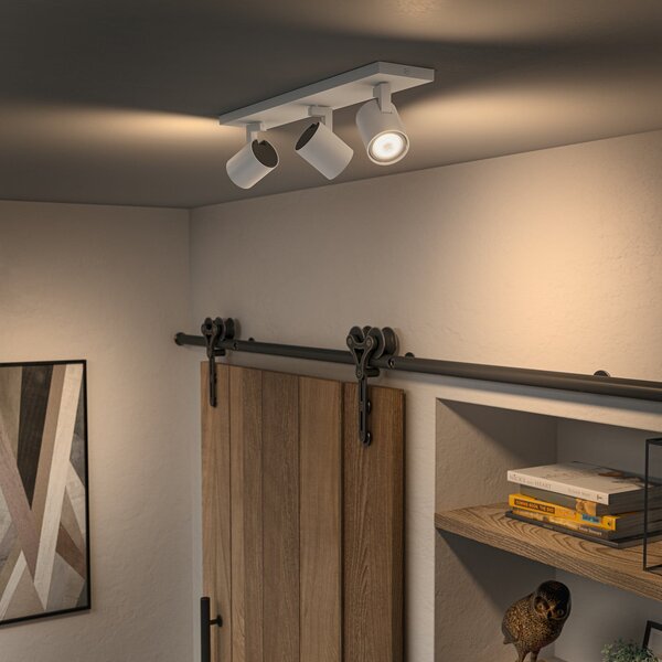 Philips Hue Spot LED Runner, 3 becuri, comutator de intensitate, alb, reglabil, Alb, Camera de zi / sufragerie, Aluminiu, Modern