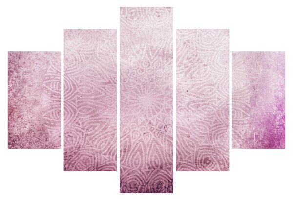 Tablou - Mandala pe zid roz (150x105 cm)