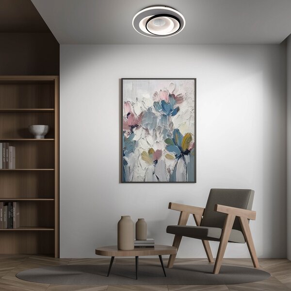 Näve Plafonieră LED Malea. alb/negru, metal, Ø 49 cm, CCT, reglabil, Negru, Camera de zi / sufragerie, Plastic, Modern