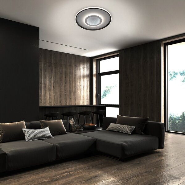 Näve Plafonieră LED Redona, alb/negru, Ø 50 cm, CCT, 3D, reglabil, Negru, Camera de zi / sufragerie, Metal, Modern