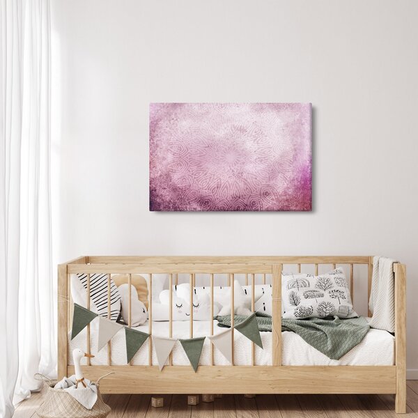 Tablou - Mandala pe zid roz (90x60 cm)