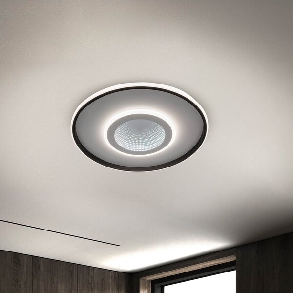 Näve Plafonieră LED Redona, alb/negru, Ø 50 cm, CCT, 3D, reglabil, Negru, Camera de zi / sufragerie, Metal, Modern