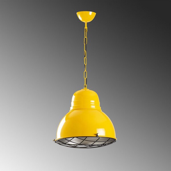 Opviq Lampă suspendată Saglam 3729, galben, fier, Ø 32 cm, reglabil, Galben, Camera de zi / sufragerie, Metal, Vintage