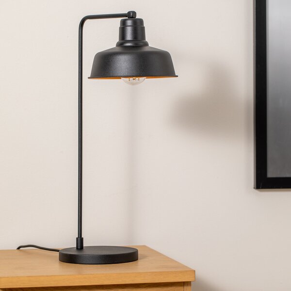 Opviq Lampa de masă Berceste 181BLACK-ML, metal negru, înălțime 55 cm, Negru, Camera de zi / sufragerie, Metal