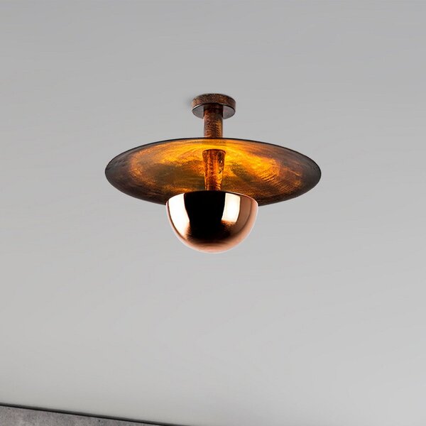 Opviq Plachetă de tavan Kurt 13355, culoare cupru, metal, Ø 48 cm, reglabil, Cupru, Camera de zi / sufragerie, Metal