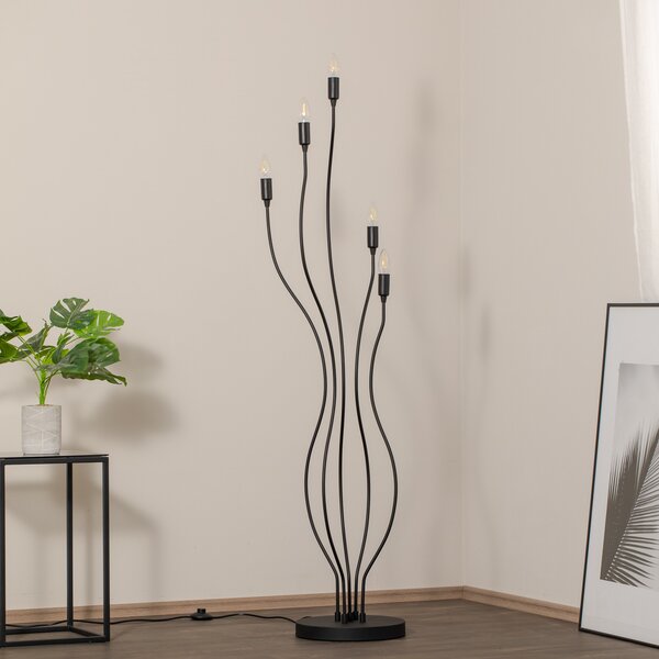 Opviq Lampadar Bonibon 13231 negru metal înălțime 155 cm 5 becuri, Negru, Camera de zi / sufragerie, Metal, Modern