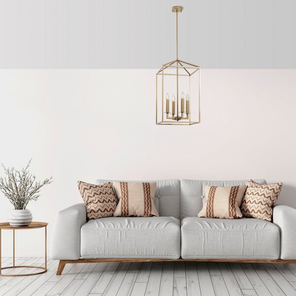 Opviq Candelabru Till 13256, auriu, metal, 4 becuri, reglabil, Auriu / Alamă, Camera de zi / sufragerie, Metal