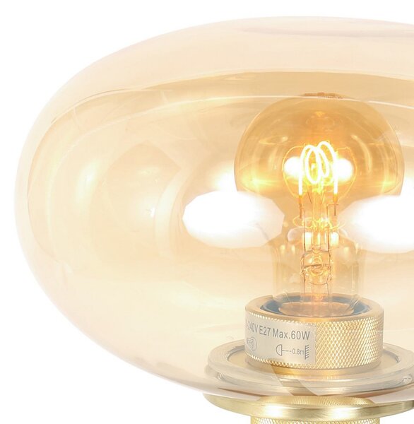 Steinhauer Lampă de masă Reflexion, Ø 22 cm, culoarea alamei, sticlă, Auriu / Alamă, Camera de zi / sufragerie, Sticlă