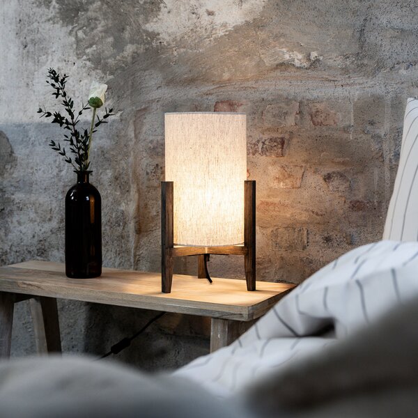 Markslöjd Lampa de masă Eruca, înălțime 39 cm, maro/bej, lemn/in, Lemn, Camera de zi / sufragerie, Lemn, Scandinavă