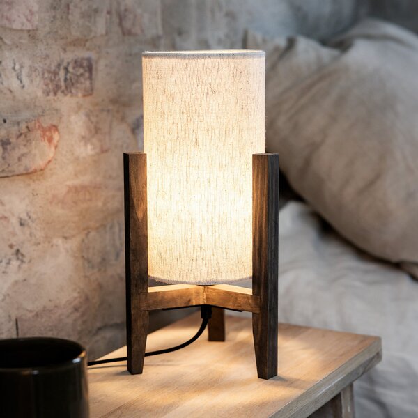 Markslöjd Lampa de masă Eruca, înălțime 34 cm, maro/bej, lemn/in, Lemn, Camera de zi / sufragerie, Lemn, Scandinavă