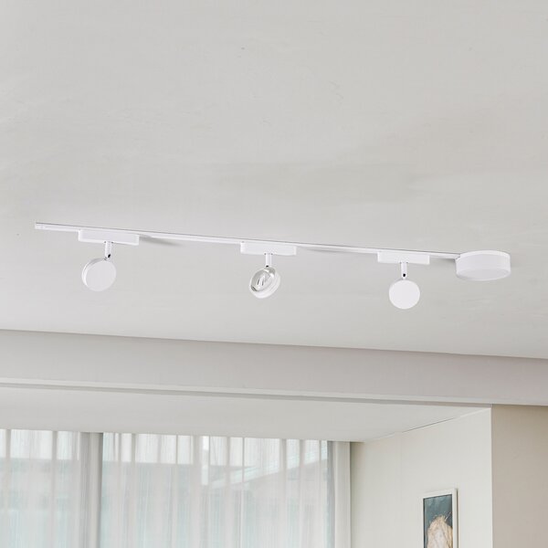 Lindby Sistem de șine 48V Lumaro, spoturi, 3 becuri, alb, Ø 7,3cm, reglabil, Alb, Camera de zi / sufragerie, Aluminiu, Modern