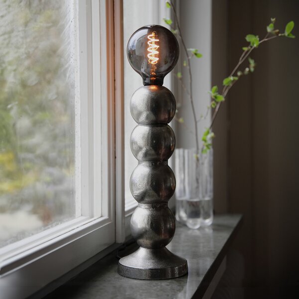 Markslöjd Lampă de masă Gong, argintie, metal, înălțime 33 cm, Metalic, Camera de zi / sufragerie, Metal