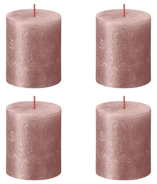 Bolsius Lumânări bloc rustice Shimmer, 4 buc., roz, 80x68 mm 103667637050