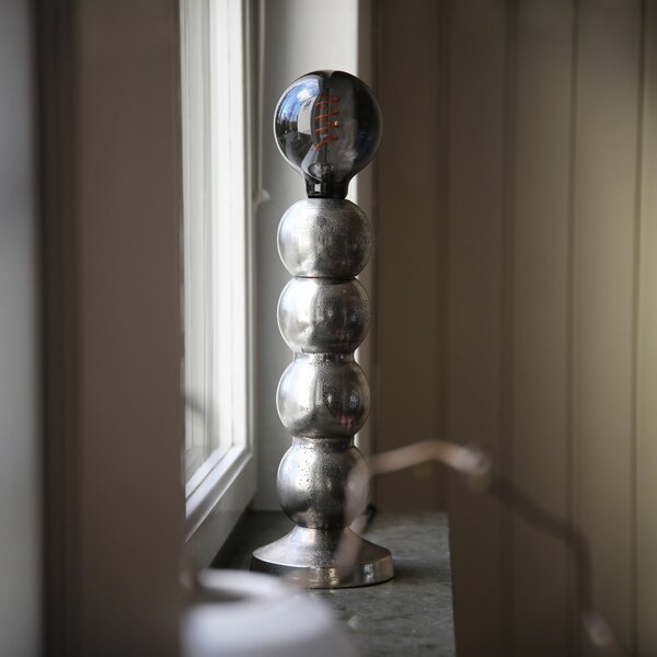 Markslöjd Lampă de masă Gong, argintie, metal, înălțime 33 cm, Metalic, Camera de zi / sufragerie, Metal