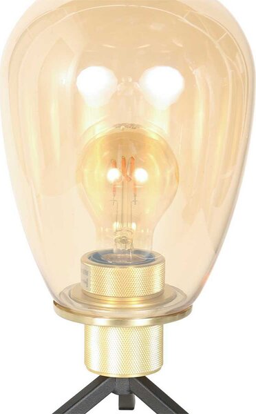 Steinhauer Lampă de masă Reflexion, Ø 15 cm, înălțime 28 sticlă, culoarea alamei, Auriu / Alamă, Camera de zi / sufragerie, Sticlă