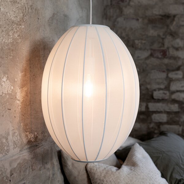 Markslöjd Lampă suspendată Florence, albă, Ø 40 cm, nailon, reglabil, Alb, Camera de zi / sufragerie, Țesătură / Textil, Scandinavă