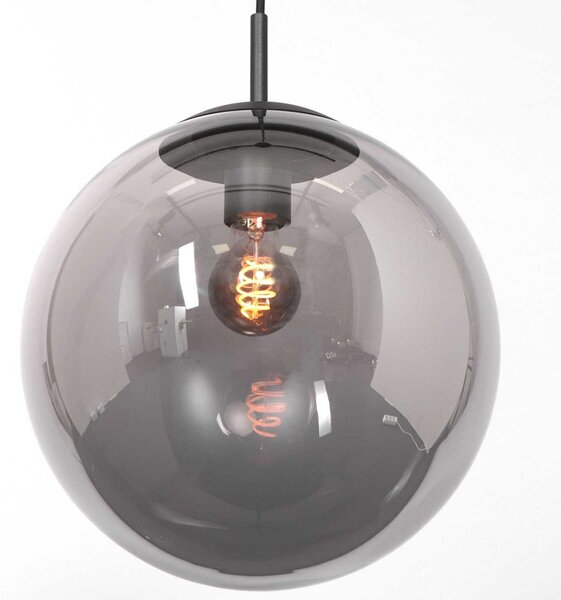 Steinhauer Bollique lampă suspendată, negru, Ø 20 cm, sticlă, 1 bec, glob, reglabil, Negru, Camera de zi / sufragerie, Sticlă, glob