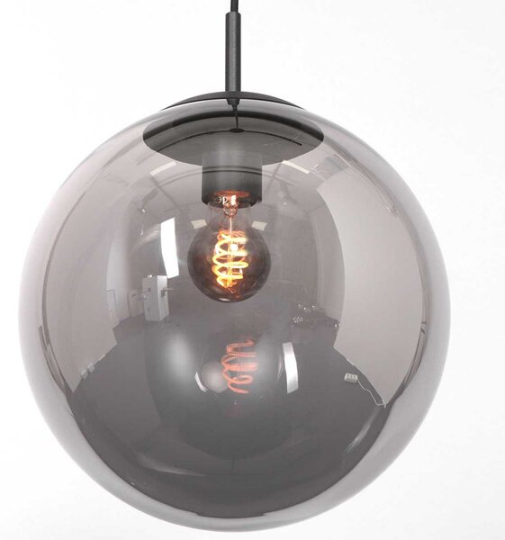 Steinhauer Bollique lampă suspendată, negru, Ø 30 cm, sticlă, 1 bec, glob, reglabil, Negru, Camera de zi / sufragerie, Sticlă, glob