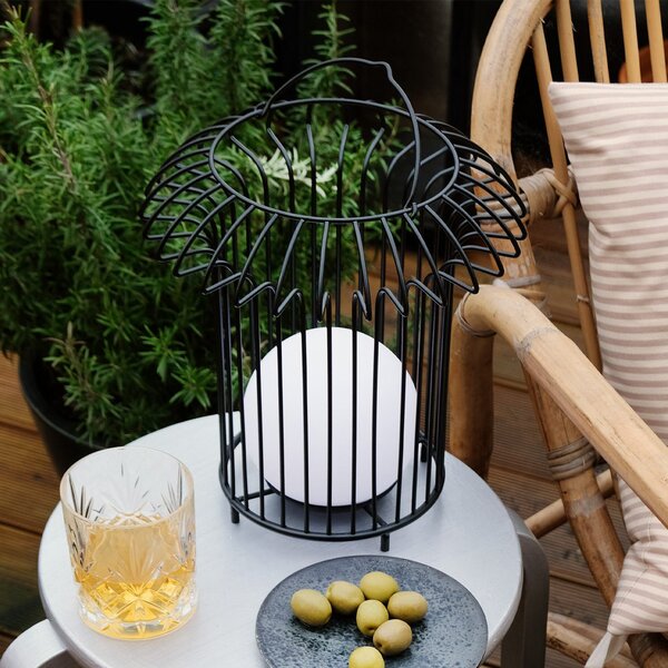 Dyberg Larsen Lampă de masă cu LED și baterie reîncărcabilă Basket, negru, metal, reglabil, Negru, Metal, Design