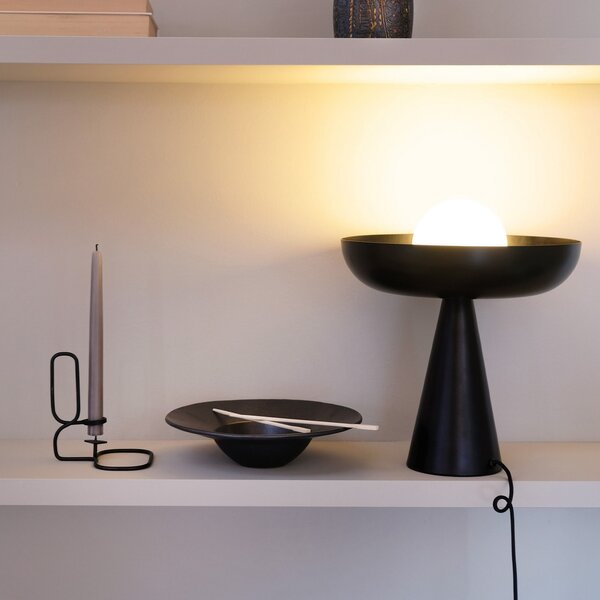 Dyberg Larsen Lampă de masă Ava, negru, metal, înălțime 35 cm, Negru, Camera de zi / sufragerie, Metal, Design