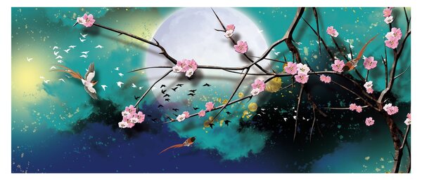 Tablou - Copac,grafic (120x50 cm)