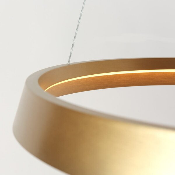 Steinhauer Lampă suspendată LED Ringlux, 1 bec, auriu, metal, reglabil, Auriu / Alamă, Camera de zi / sufragerie, Metal, Modern