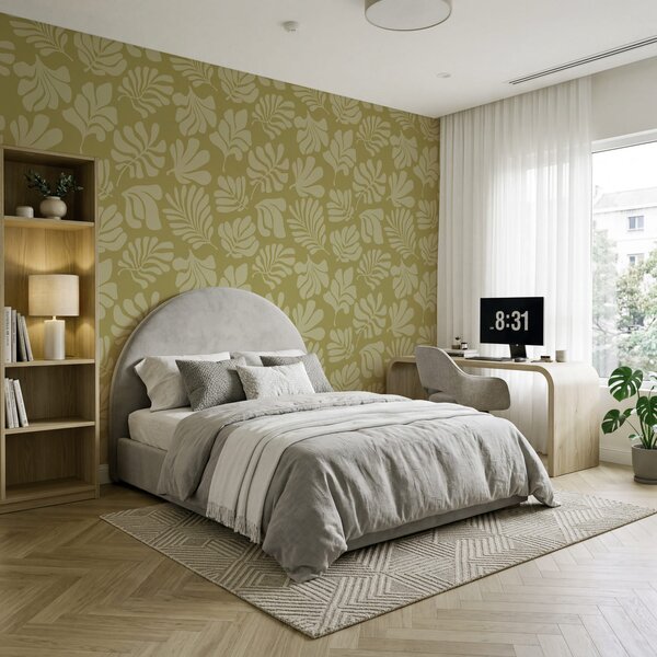 Fototapet Model cu frunze pe fundal verde, Fototapet frunze, Fototapet populare, t00858v1 - Tapeko.ro