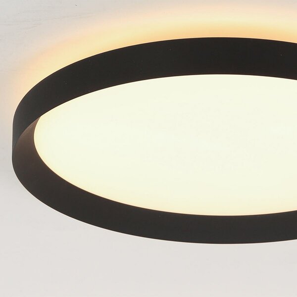 Steinhauer Plafonieră Flady LED, negru, Ø 40 cm, direct/indirect, reglabil, Negru, Camera de zi / sufragerie, Metal