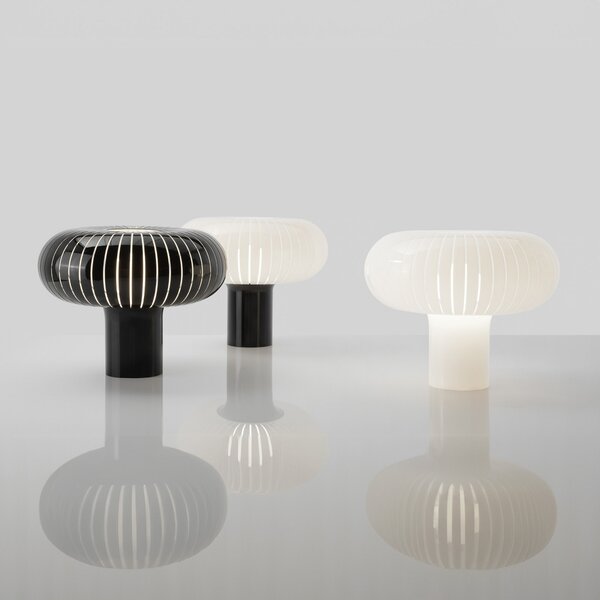 Kartell Lampa de masă Teresa, negru/alb, Ø 50 cm, PMMA, reglabil, Alb, Camera de zi / sufragerie, Plastic, Design