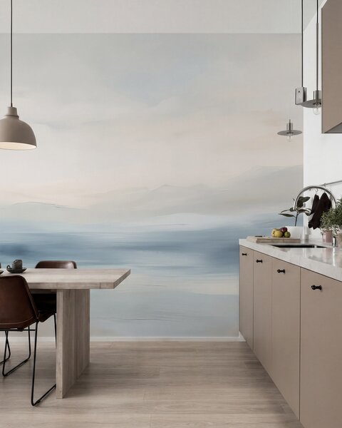 Tapet Minimalist peisaj de mare, Fototapet Acuarelă, w02409 : Uwalls.ro