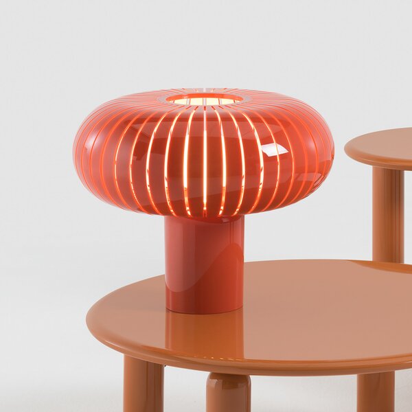 Kartell Lampa de masă Teresa Special Edition, portocaliu, Ø 50 cm, reglabil, Portocaliu, Camera de zi / sufragerie, Plastic, Design