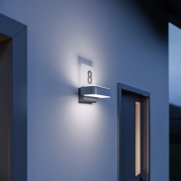 STEINEL LED lampă de perete pentru exterior L 820 SC, senzor, argintiu, Gri, Aluminiu, Modern