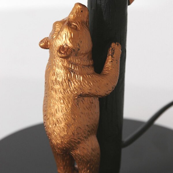 Steinhauer Animaux 8235ZW lampă de masă, metal, catifea, negru, auriu, Auriu / Alamă, Camera de zi / sufragerie, Țesătură / Textil