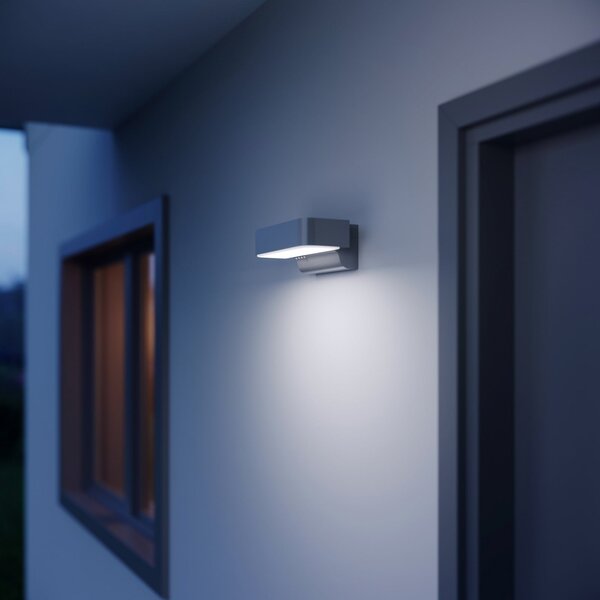 STEINEL LED lampă de perete pentru exterior L 800 SC, senzor, argintiu, Gri, Aluminiu, Modern